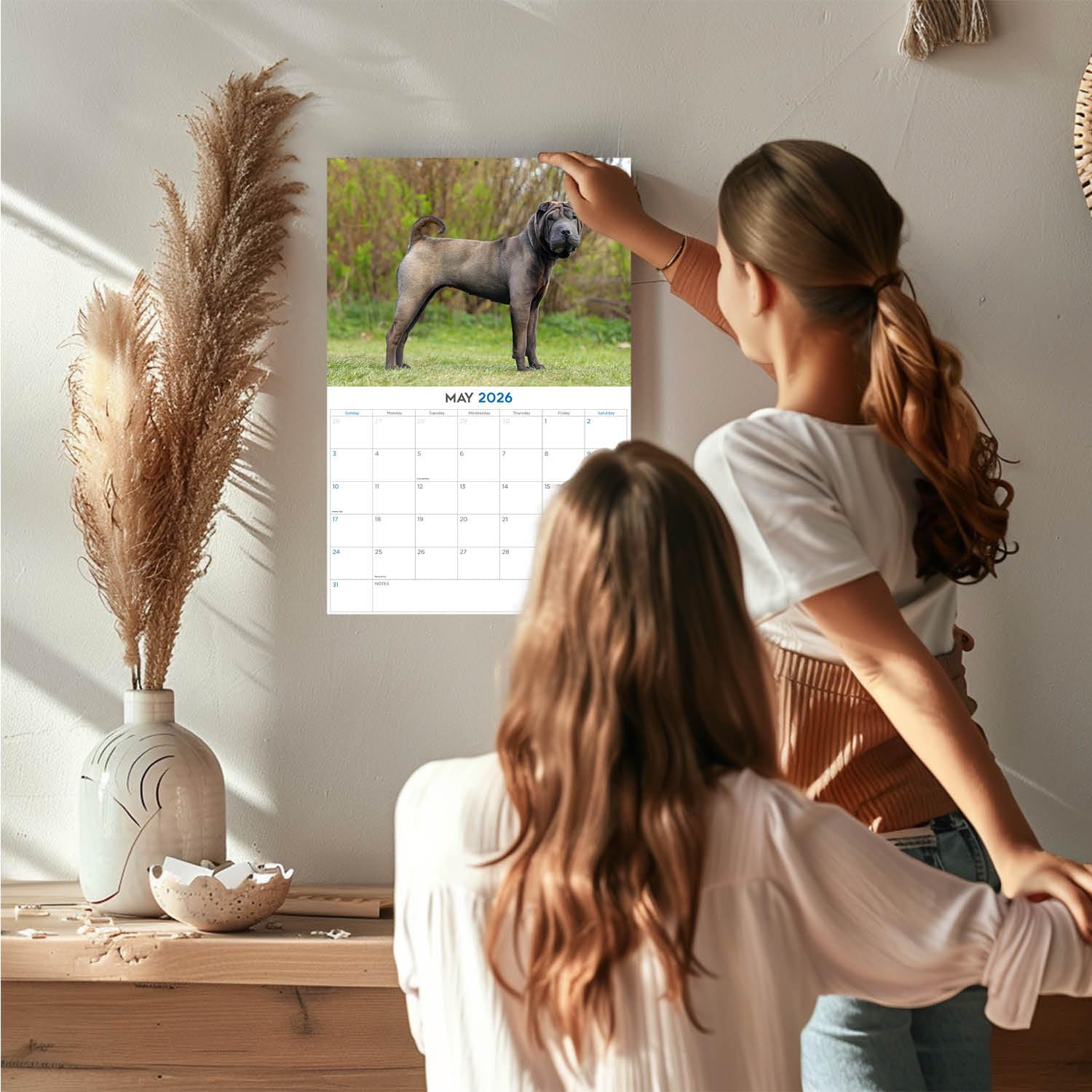 Calendario 2024 2025 Shar Pei – Calendario mensile da parete con razza canina – 30,5 x 45,7 cm aperto – carta spessa senza sbavature – regalo – calendario per insegnanti accademici per organizzare e