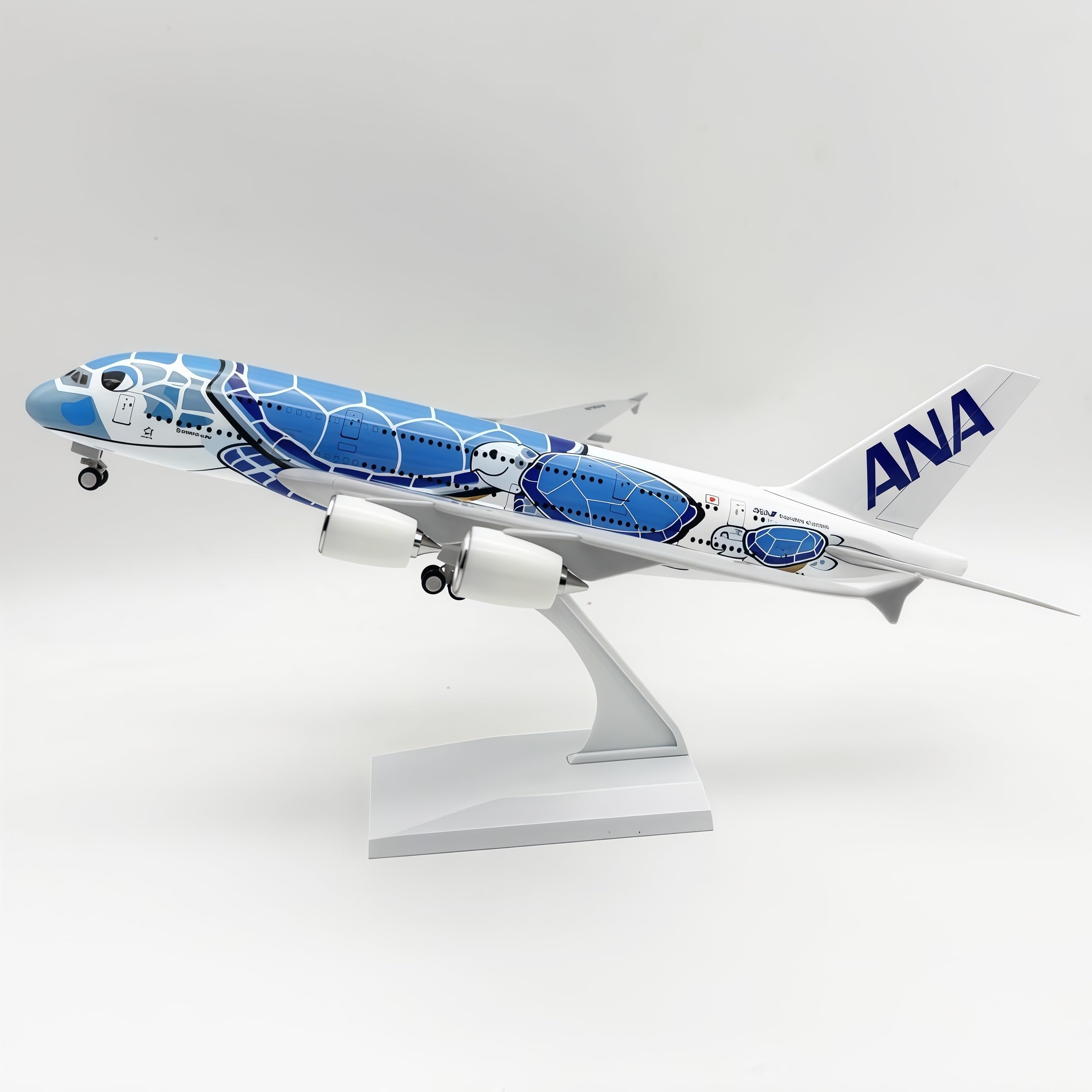 LGSRSNXHTX Diecast Metal ANA Blue Turtle A380 Airplane Model 30cm Scale Alloy Collectible Display Gift Ornament for Aviation Fans