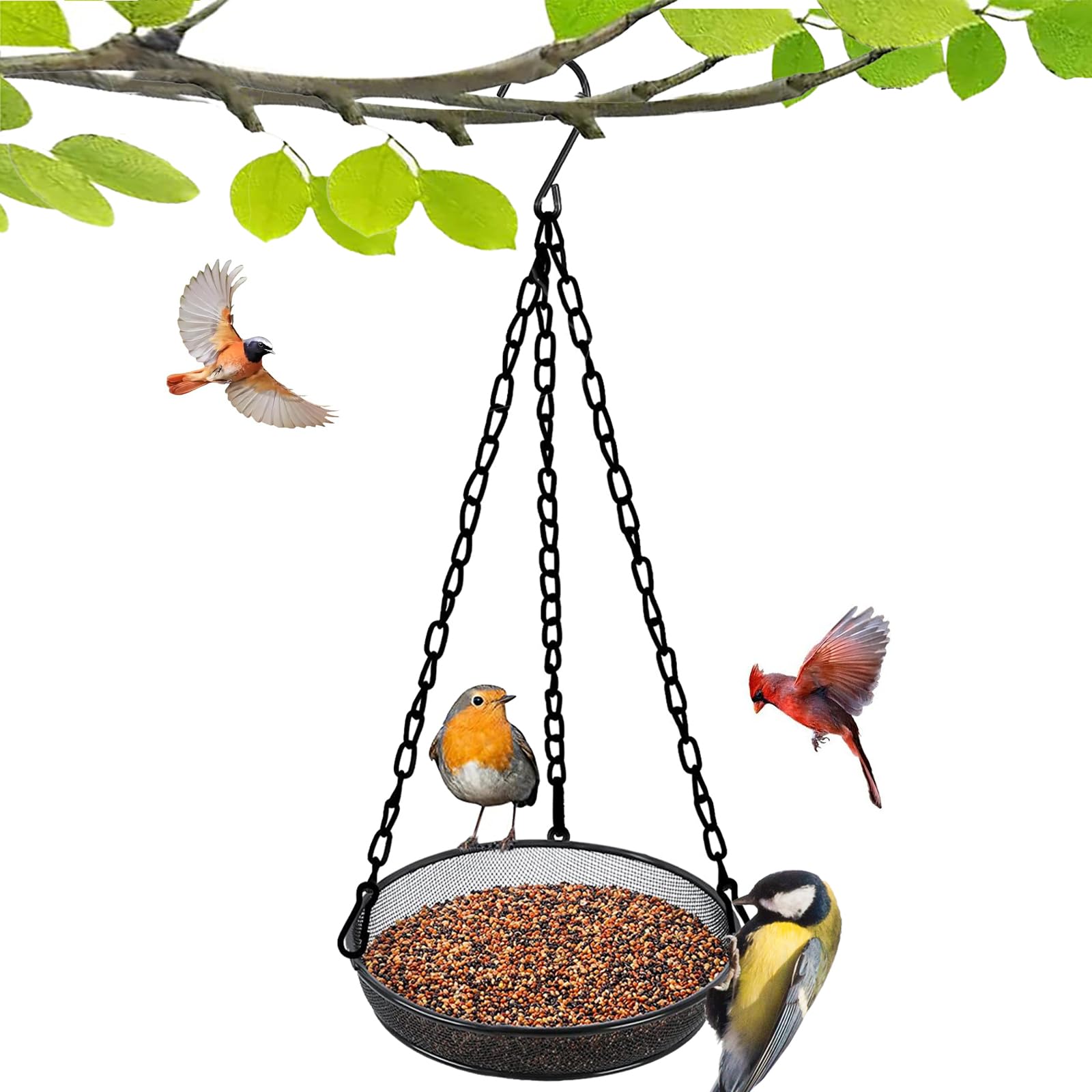 Vogelfutterspender zum Aufhängen, für Garten, Hof, draußen, hängendes Vogelfuttertablett – Metallgeflecht, Plattform-Futterspender für Vögel im Freien, zum Anlocken von Vögeln, 1 Stück