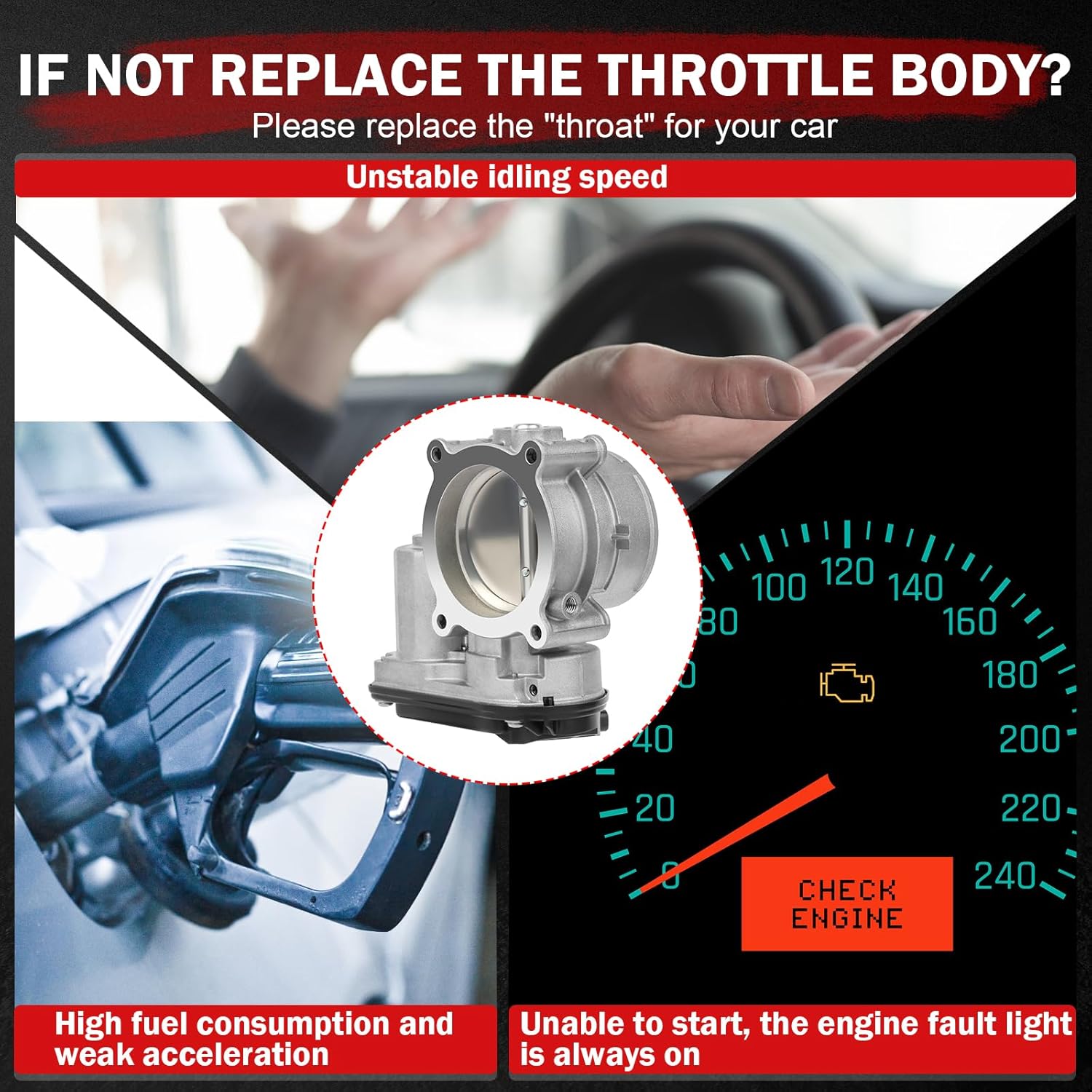 TB1052 Throttle Body Compatible 2015 2016 2017 for Ford Expedition 3.5L 2011-2016 for Ford F-150 3.5L 2015-2017 for Lincoln Navigator 3.5L Electronic Throttle Body S20062 Engine Bore Inch 3.64