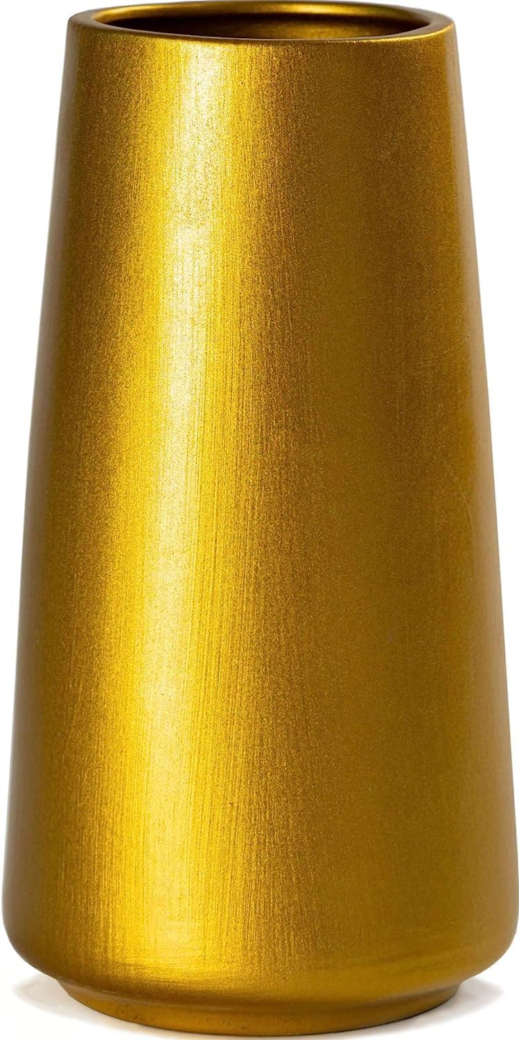 Premium Quality Ceramic Vase Flower Vase -Minimalism Style for Modern Table Shelf Home Decor, Fit for Fireplace Bedroom Kitchen Living Room Centerpieces Office Desk(Golden)