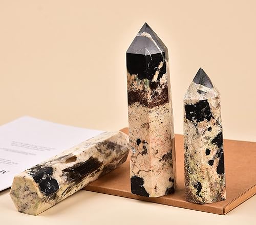 Miniatura 6 de AMOYSTONE Varita grande de cristal curativo Obelisco 6 facetas Torre Reiki Chakra Meditación Terapia Turmalina Negra 1.8-2.2 LBS