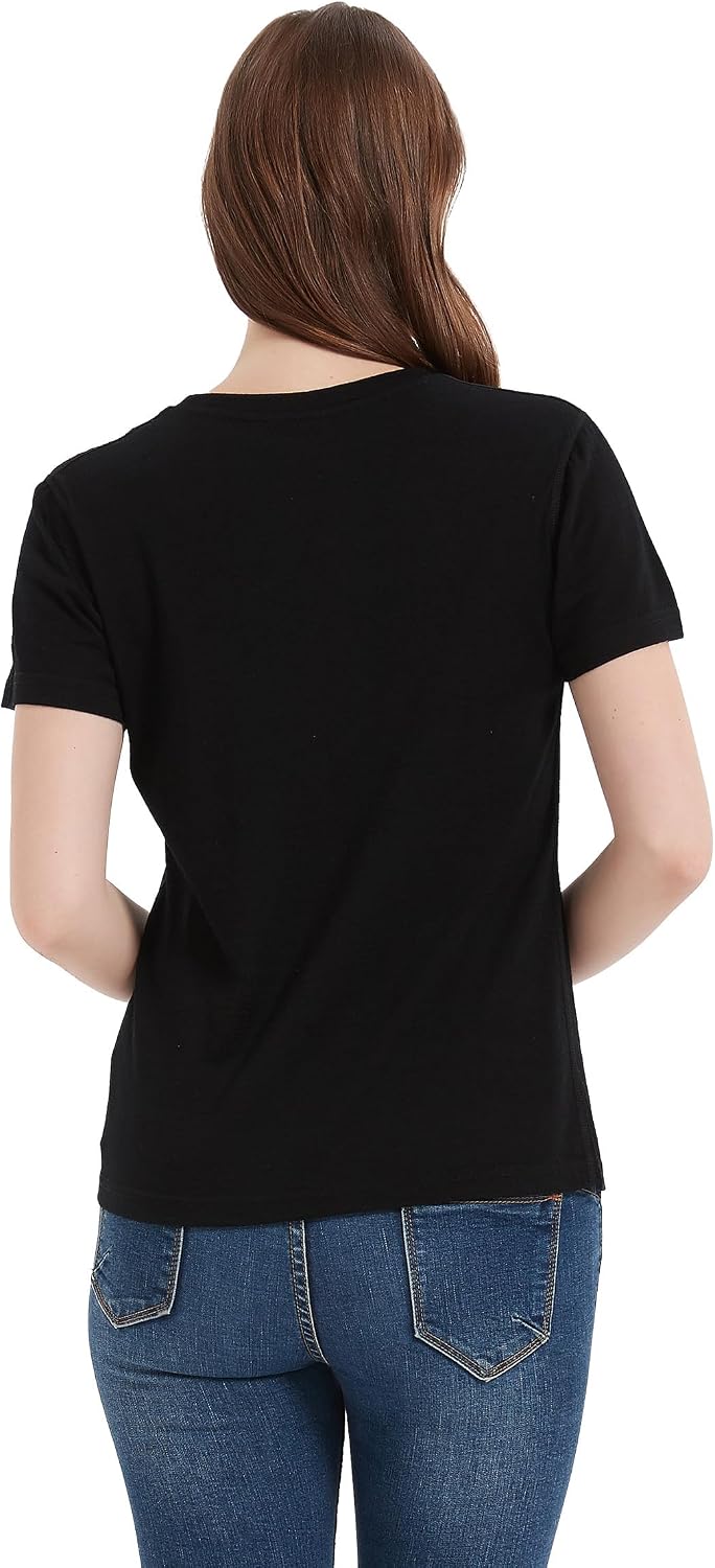 100% Merino Wool T Shirts Women, Short Sleeve Crew Neck Tee Lightweight Undershirt, No-Odor Base Layer for Hiking