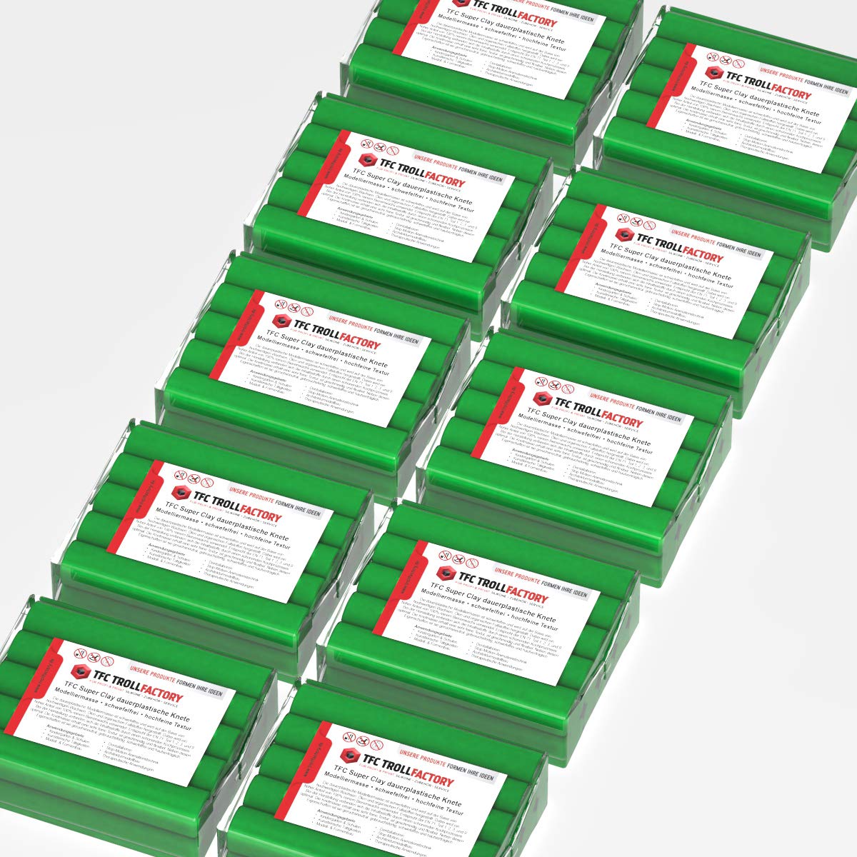 TFC SuperClay I - Pasta para modelar (100% cera de abeja) y aceites, color verde, 10 x 500 g