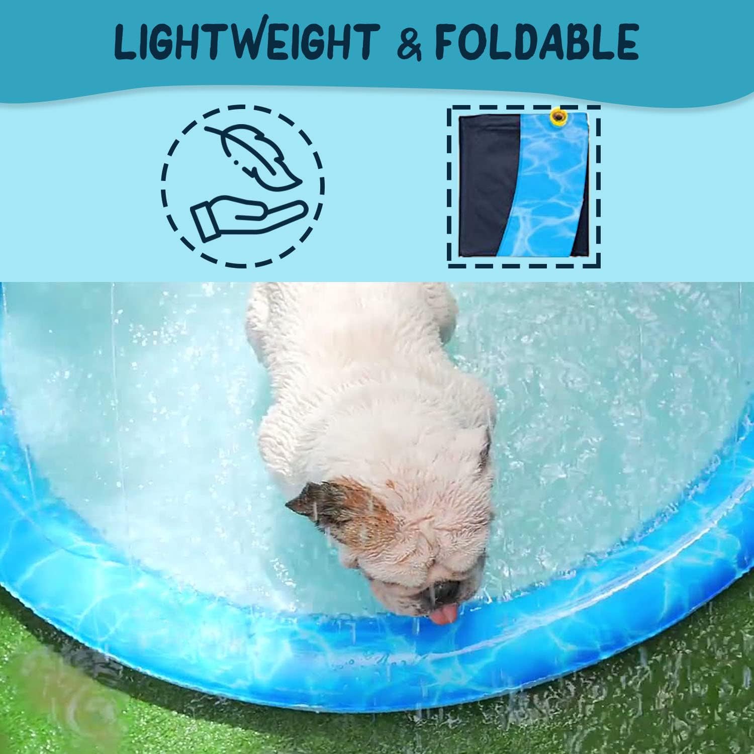 KUVIAS Dog Splash Pad Pool with Sprinkler Inflatable Pet Water Bath