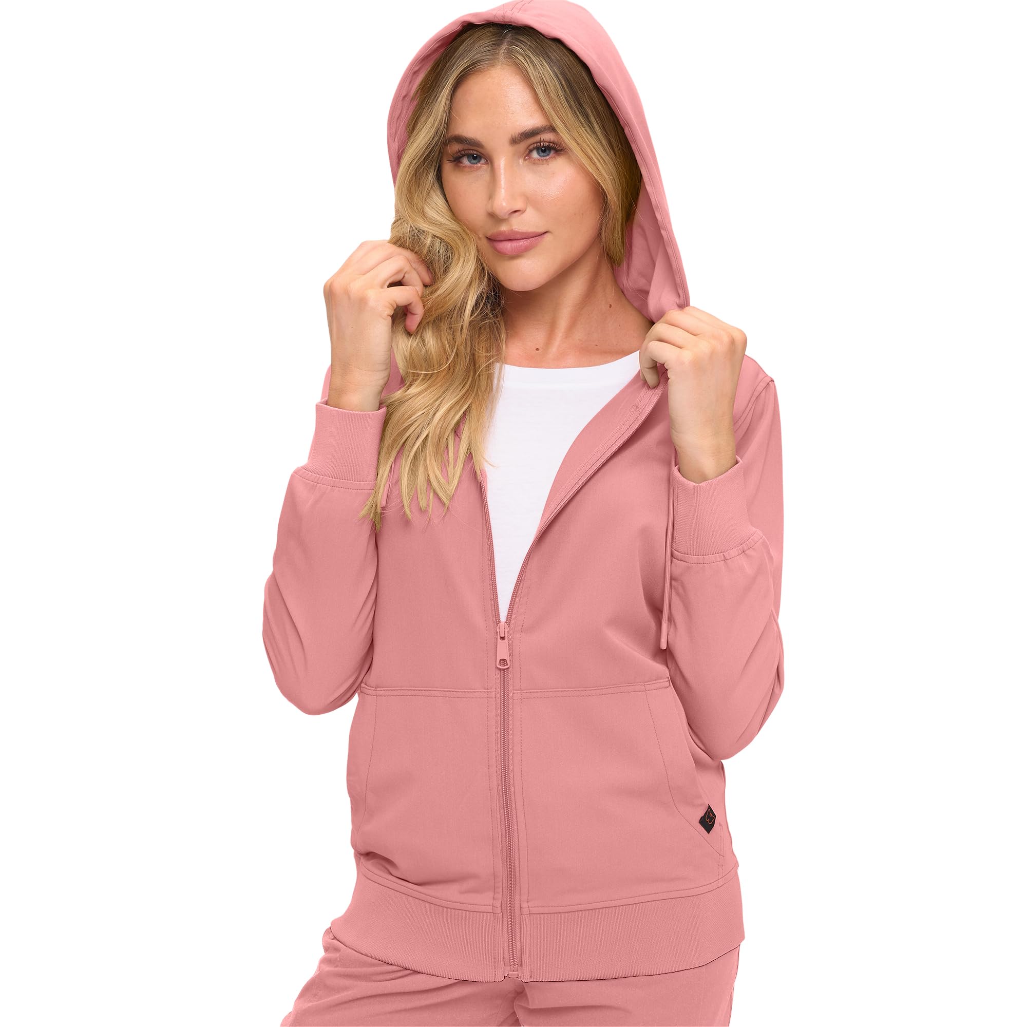 Monarch Uniforms Women's Scrub Jacket Hoodie – Lightweight Zip Up Nursing Jacket, Stretch Medical Uniform Jacket for Women Medium Mauve