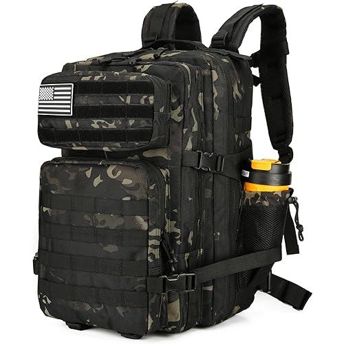 Lovelinks21 25L Tactical Backpack for Men and Women Military Backpack Small Assault Pack Molle Backpack Bug Out Bag Travel Rucksack Daypack (Black Camo)