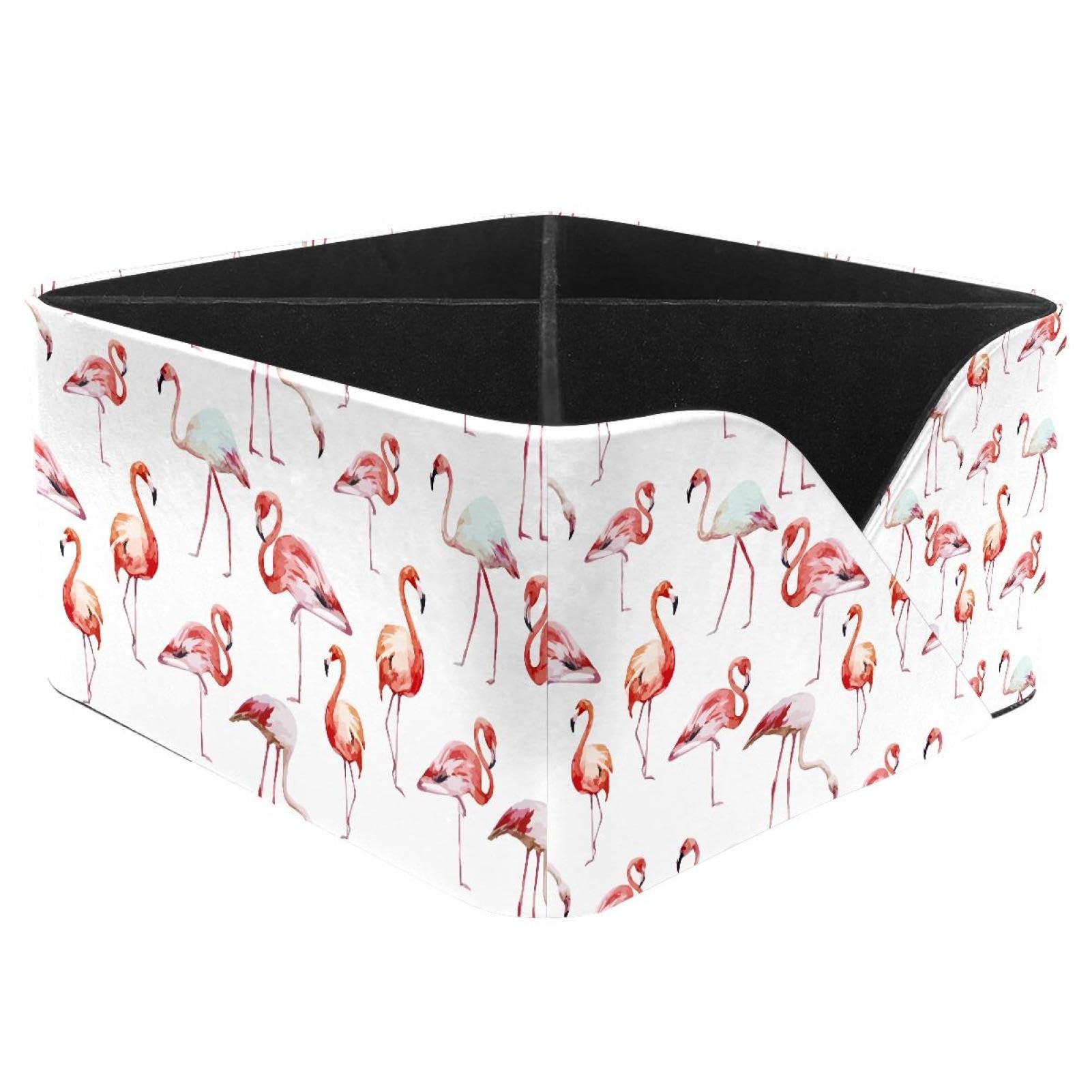 KengjuTesu Watercolor Flamingos Desktop Organizer Pen Holder, Rectangular Pencil Cup for Office, Study and Makeup Stations