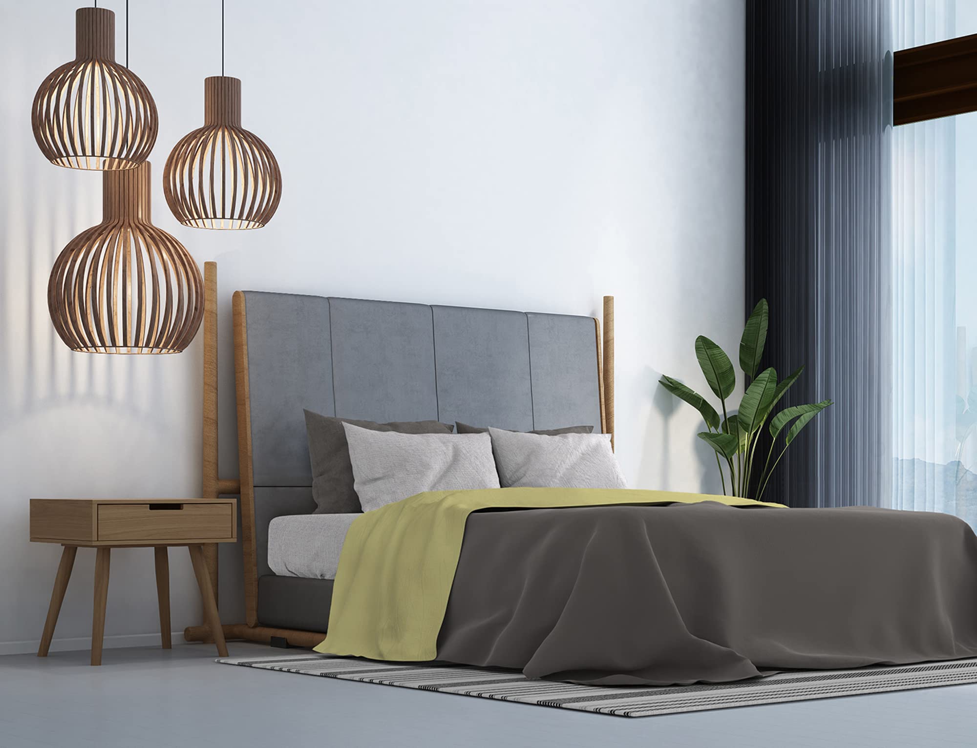 Italian Bed Linen Trendy Chic Yellow Double Bed Set, Queen-size bed
