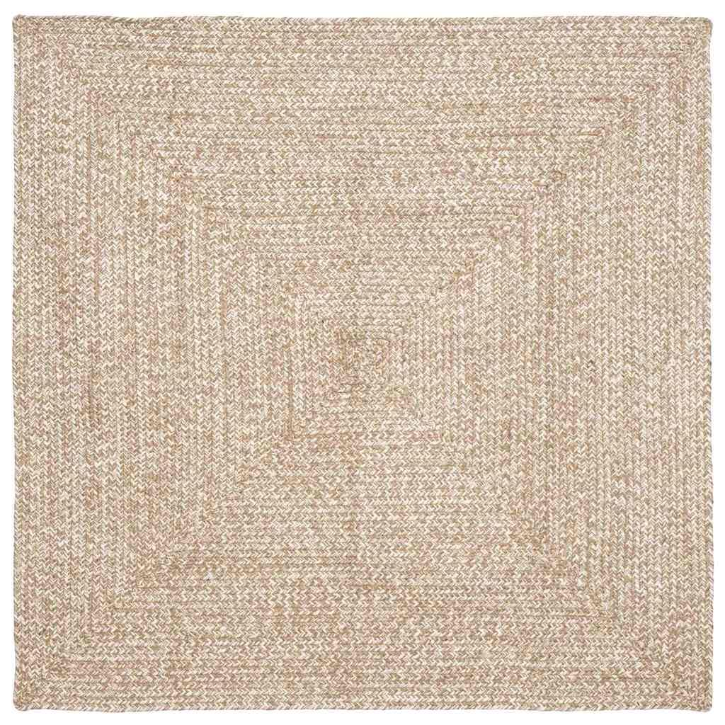 vidaXL Area Rugs Square Beige and White 120 x 120 cm Jute, Living Room Decor, Modern Area Rug, Decorative Jute Carpet, Eco-Friendly Indoor Mat, Handwoven Large Design