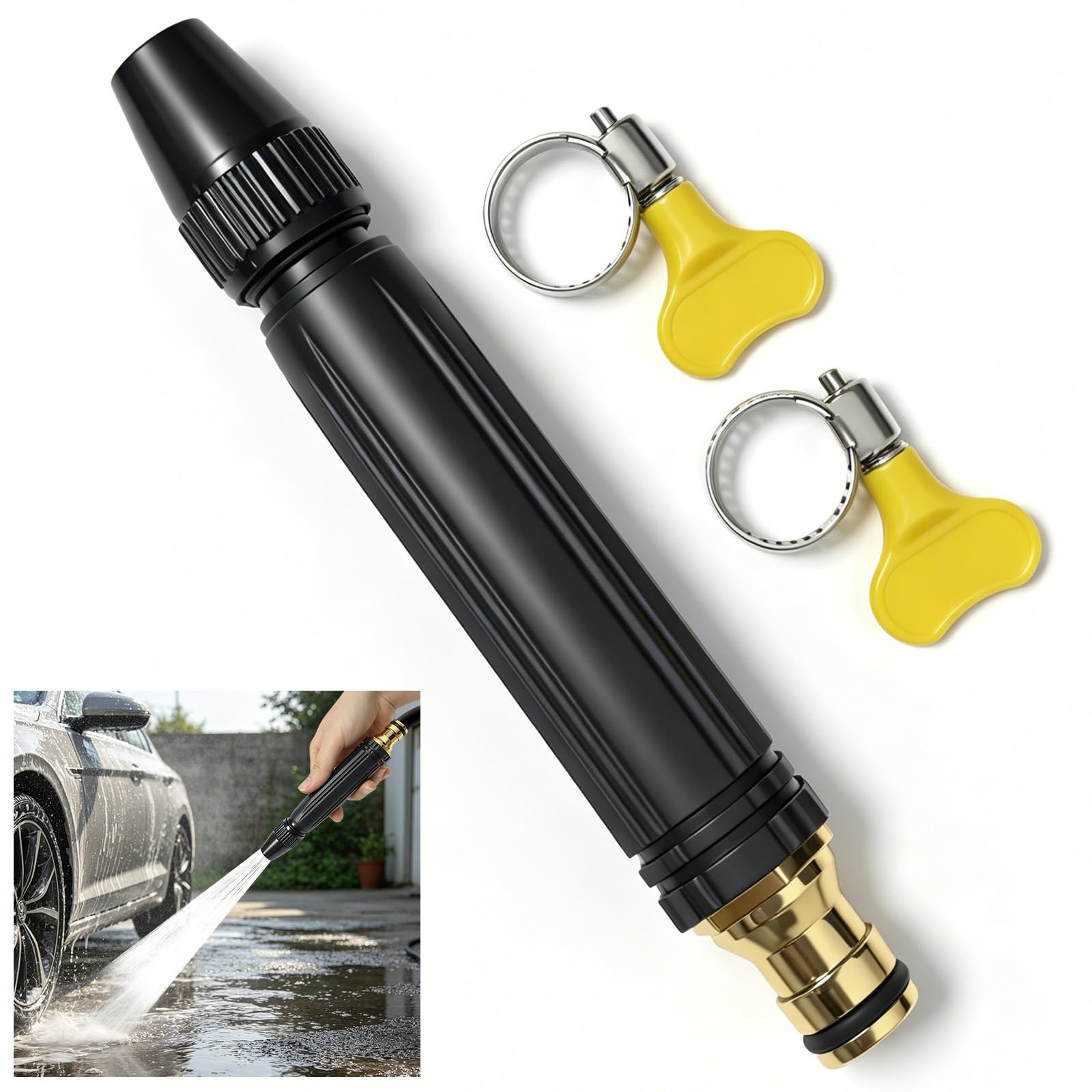 High Pressure Water Gun, Heavy Duty Adjustable Twist Hose Nozzle Jet Sweeper Nozzle, Nlsqw Car Wash Spray Nozzles, Heavy Duty Twist Hose Nozzles, for Car Washing, Garden Watering Shower Pet