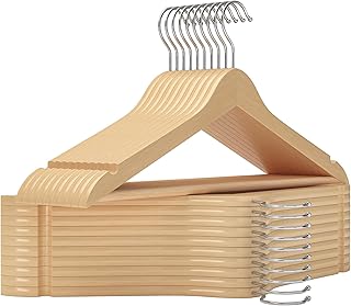 StorageWorks Clothes Hangers, Wooden Hangers 20 Pack for Closet, Wood Hangers for Coats, Shirts, Jackets, Pants, Suits, Natural Wood Color