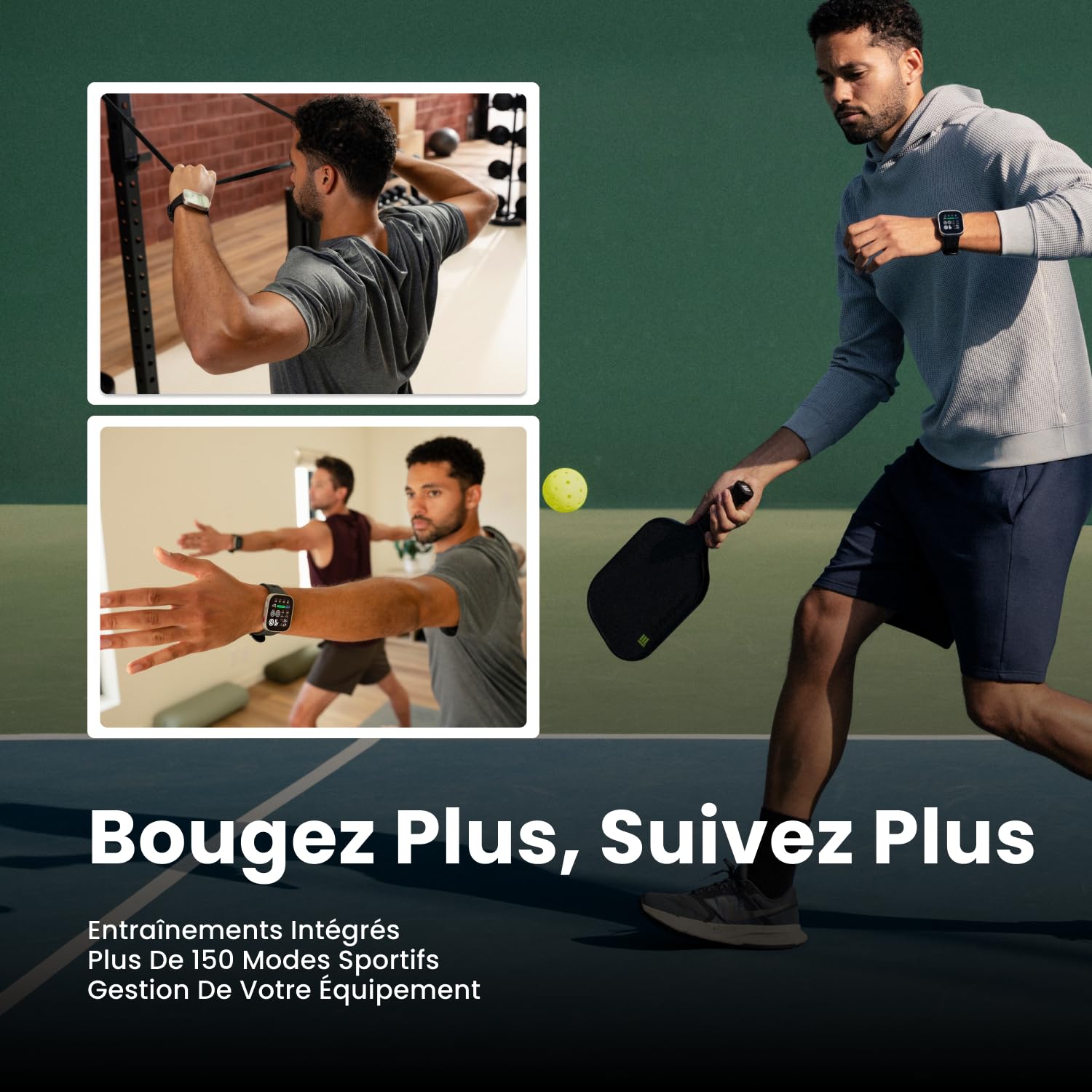 Amazfit Bip Max 50 mm Montre Connectée Écran AMOLED 2,07" Autonomie 20 Jours GPS Cartes 4 Go Stockage Tracker d'Activité 150+ Sports HYROX Android iPhone