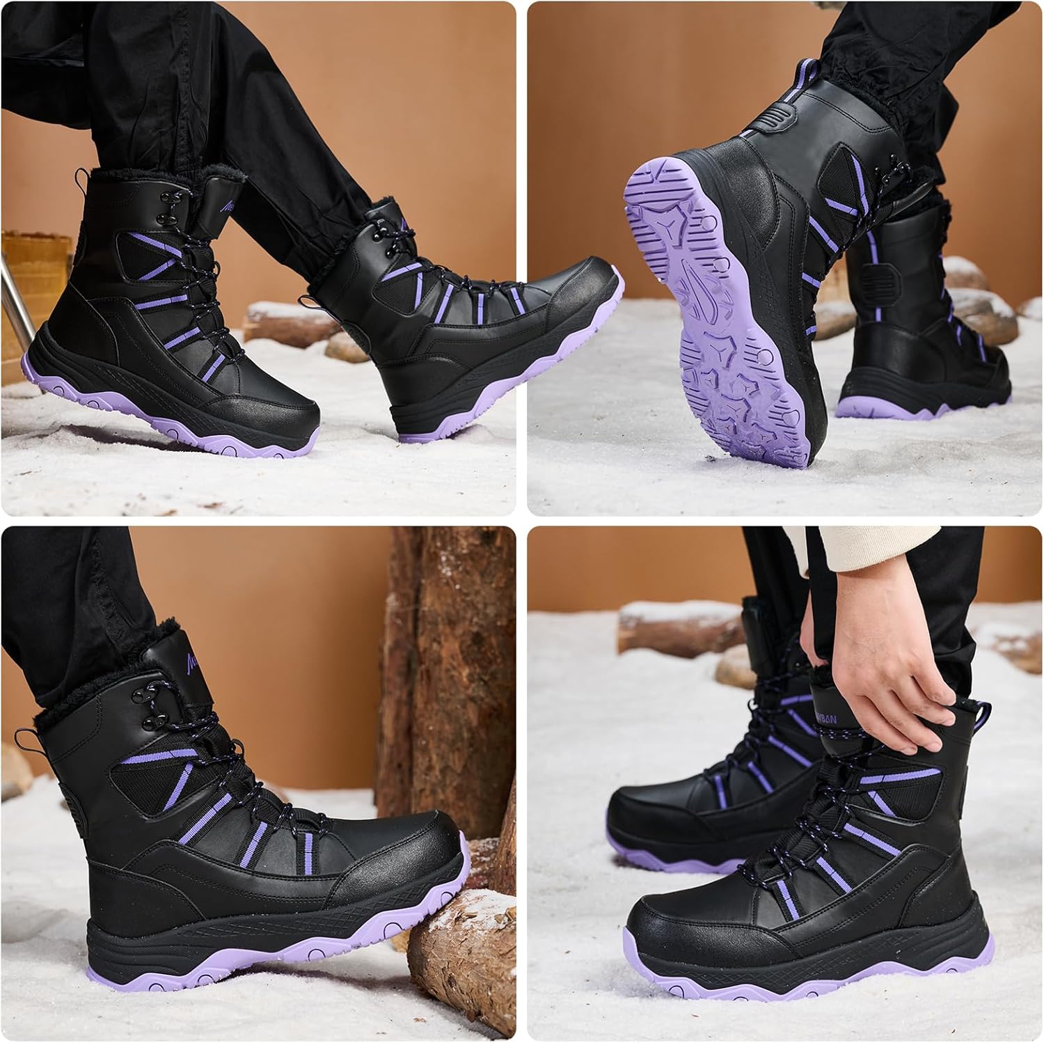 Women's Snow Boots Waterproof Anti slip Lightweight Warm Faux Fur Lined Multi functional Comfortable Winter Mid-Calf Booties for Outdoor