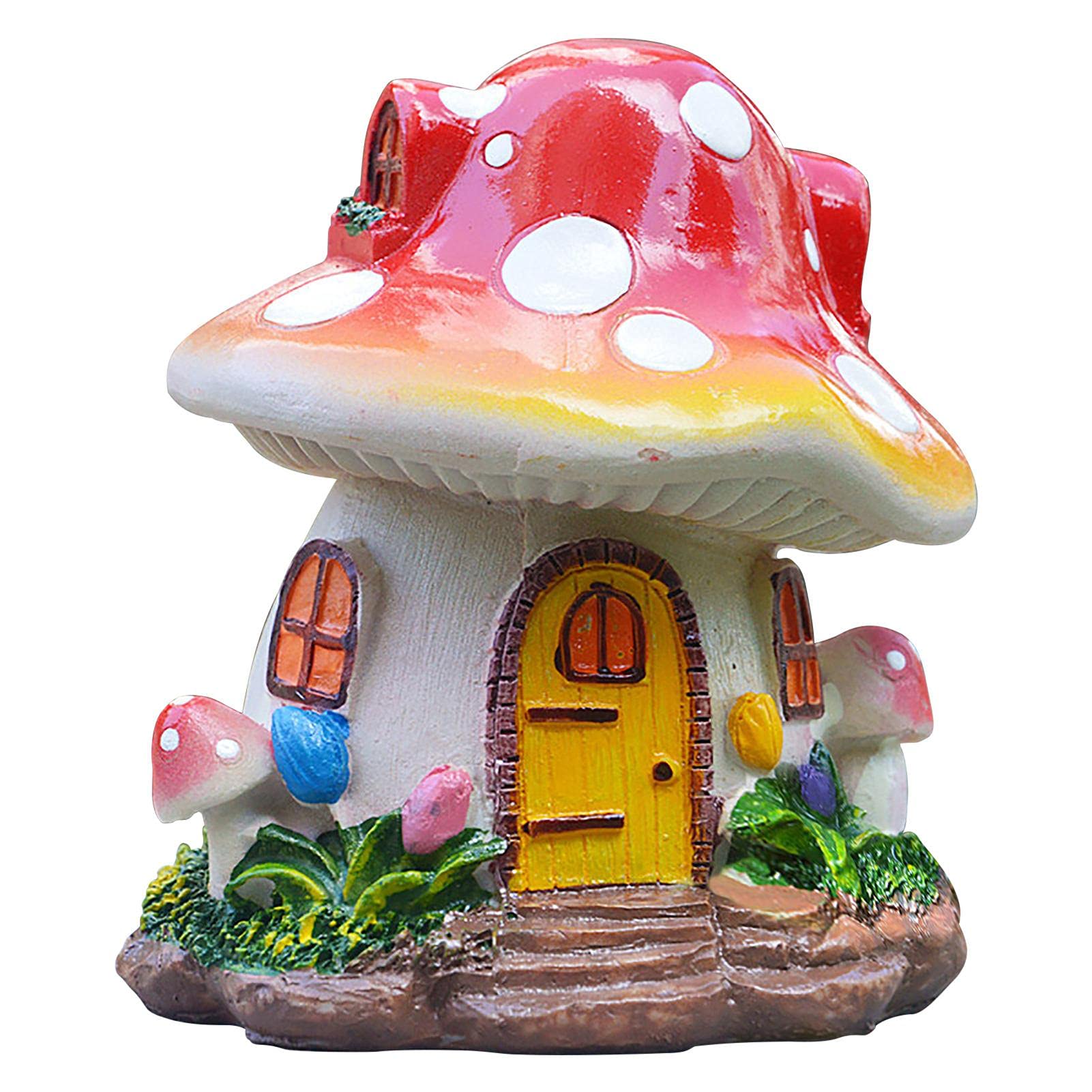 Casa de hadas Figura de jardín de seta para exterior resina casa de elfos estatuilla de paisaje adorable -me cabaña decoración de jardín decoración de jardín decoración de césped resina adorno de