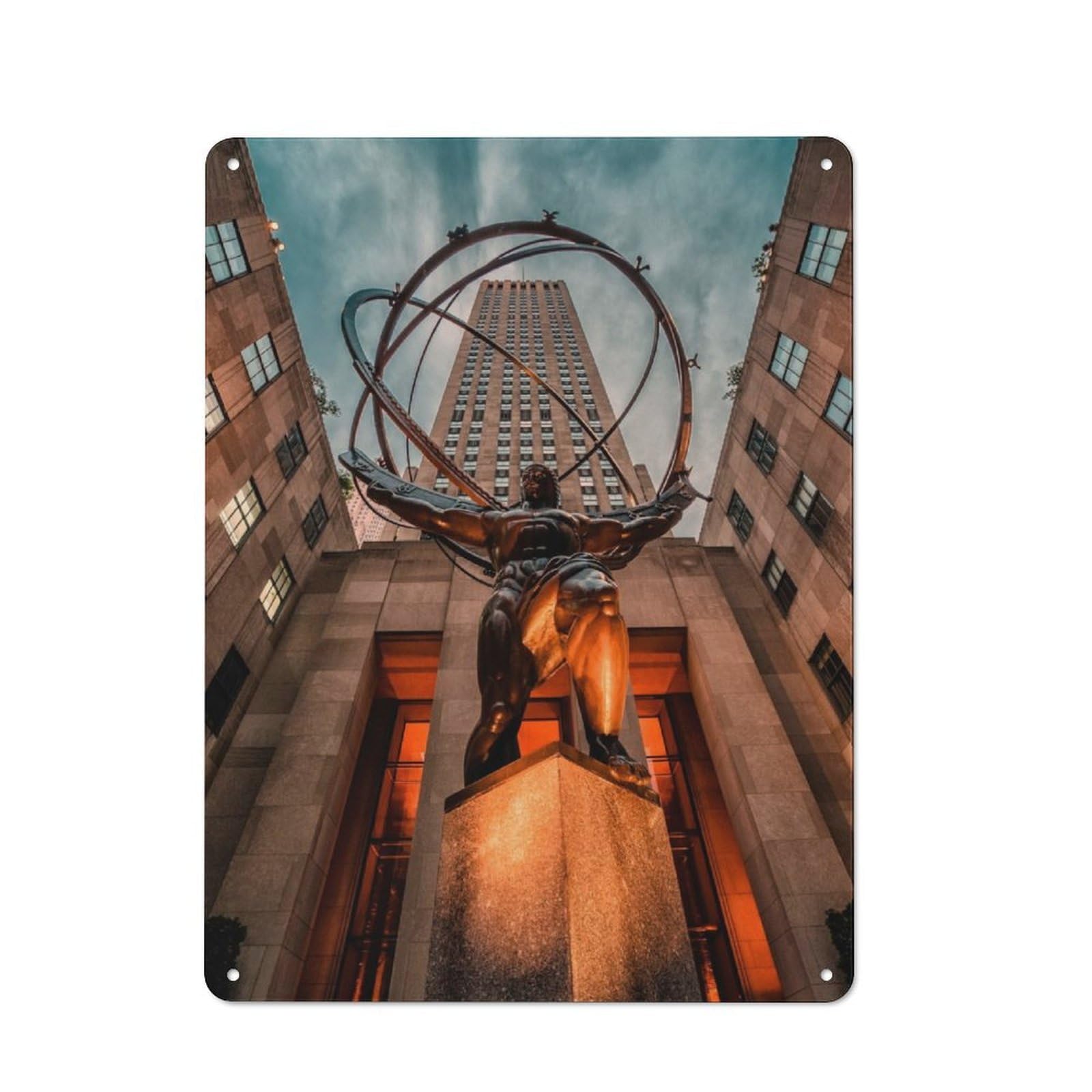 Junmoney Rockefeller Center Retro-Style Metal Plaque 40X30cm For Kitchen Or Home Bar, Gift For Home Bar Enthusiasts During The Christmas Season
