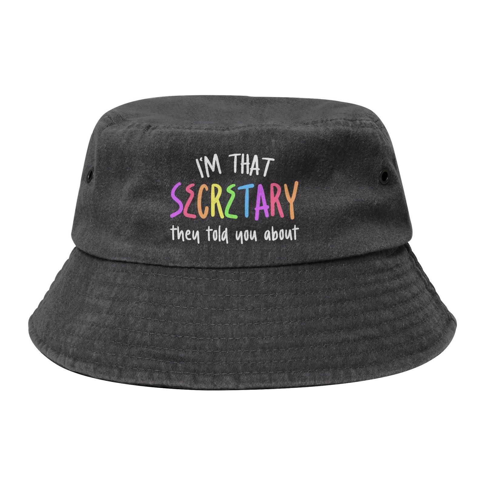YVNUM I'm That Secretary They Told You About Bucket Hats for Women Men Cotton Sun Hat for Beach,Golf,Fishing,Black