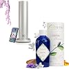 Dynamo Essential Oil Diffuser with Santal Diffuser Oil, Bundle of Smart Waterless Diffuser & Essential Oils for Diffusers for Home, Office, Spa – Silver