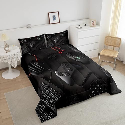 Miniatura 4 de Edredón moderno con estampado de consola de videojuegos, juego de ropa de cama para niños y jóvenes, juego de ropa de cama de videojuegos con