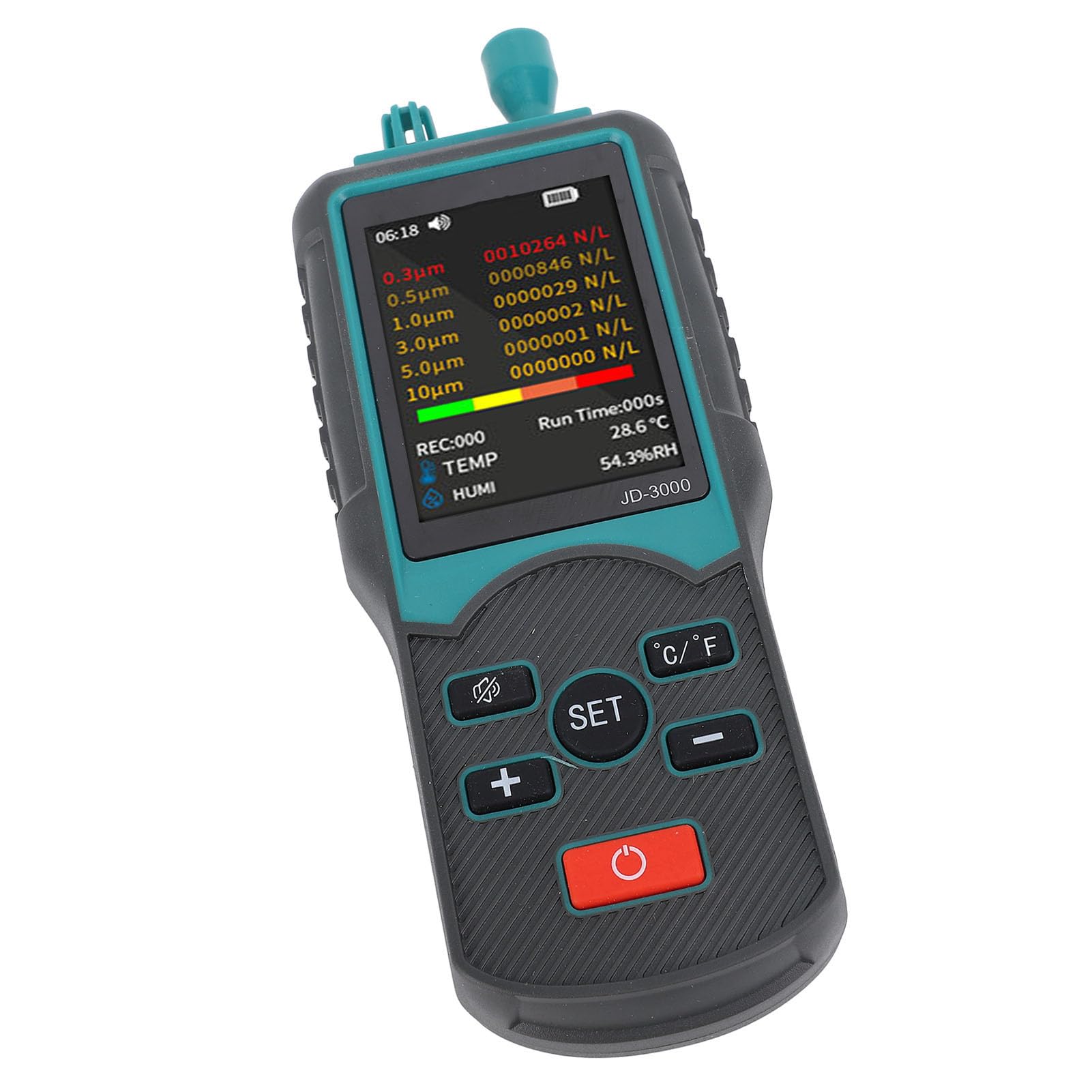 Bewinner Contador de Partículas de Polvo Portátil, Mide Tamaños de 0,3 μm a 10 μm y Concentraciones de PM2,5 PM10, Probador Multifuncional de Calidad del Aire con Pantalla LCD