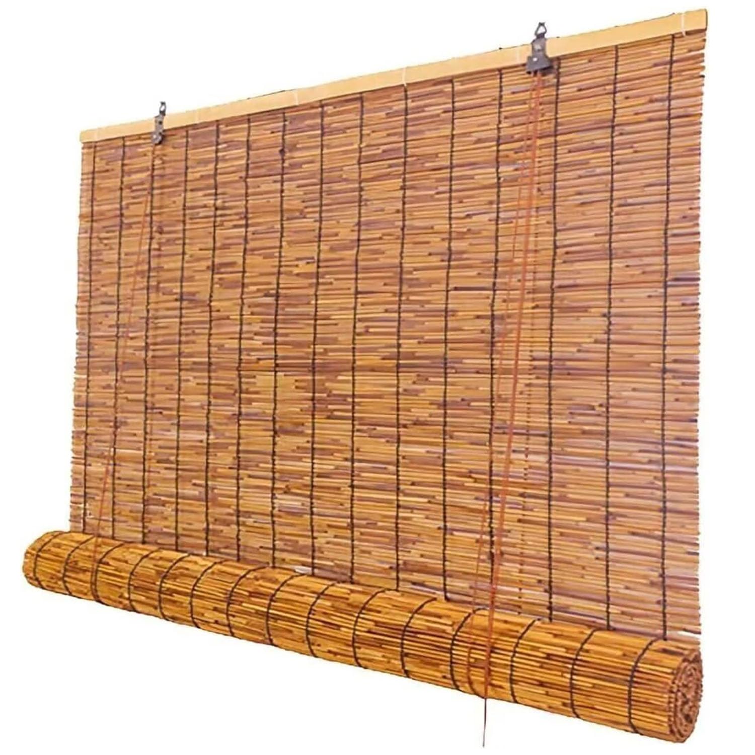 Outdoor Reed Roller Blinds, Bamboo Blinds Outdoor, Retro Bamboo Shades, Anti-UV and Waterproof, Privacy Protection, Lifting, Sun Protection,Easy