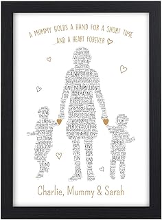 PERSONALISED Mum Mummy and Son Daughter Grandson Granddaughter Niece Nephew Gifts for Her - Birthday Christmas Mothers Day Gifts - A5 A4 Framed Prints - Mum Mummy Nanny ANY NAME