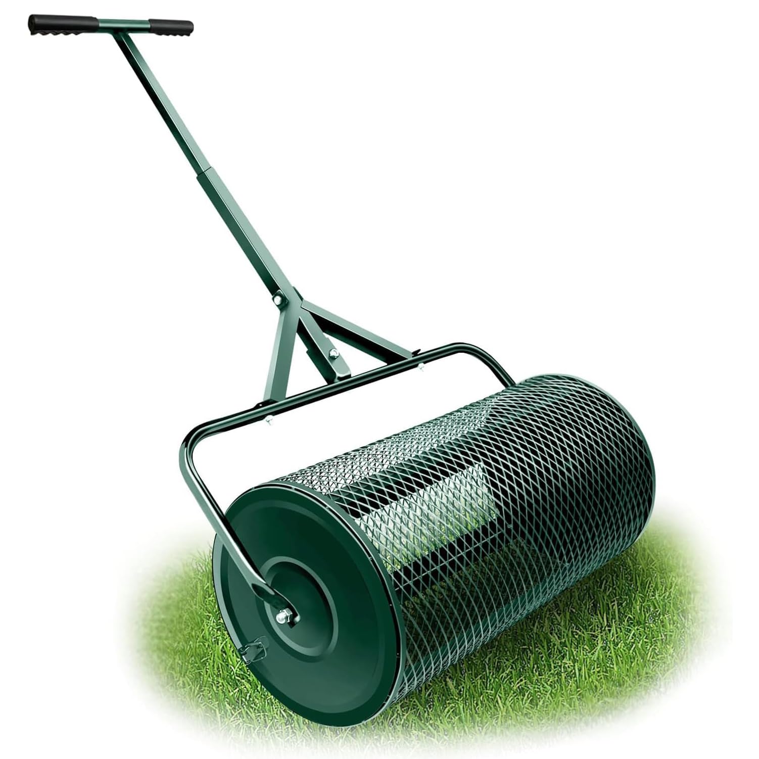 Esparcidor de abono para jardín y césped, mango ajustable en forma de T para plantar y sembrar, esparcidor duradero y ligero para aderezo superior