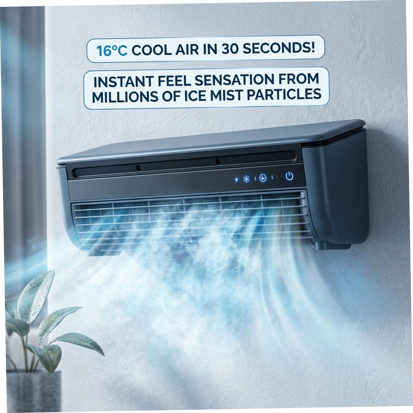 Mini climatiseur Mural avec Refroidissement Rapide et Batterie de 6000 mAh, Refroidisseur USB Portable avec télécommande pour Cuisine, dortoir, Bureau ;1 ;1