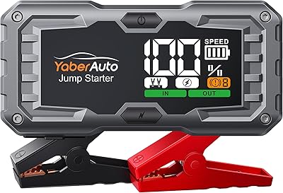YaberAuto Car Battery Jump Starter 6000A Jump Box 10.0L Gas9.0L Diesel Portable Car Jump Starter Pack, 12V Battery Jumper Starter Portable, Fast Charge, 160W DC, 4-Mode Lights