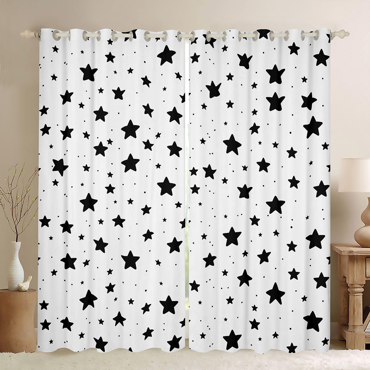 Homewish Tende oscuranti con stelle bianche e nere, 52 x 90 cm