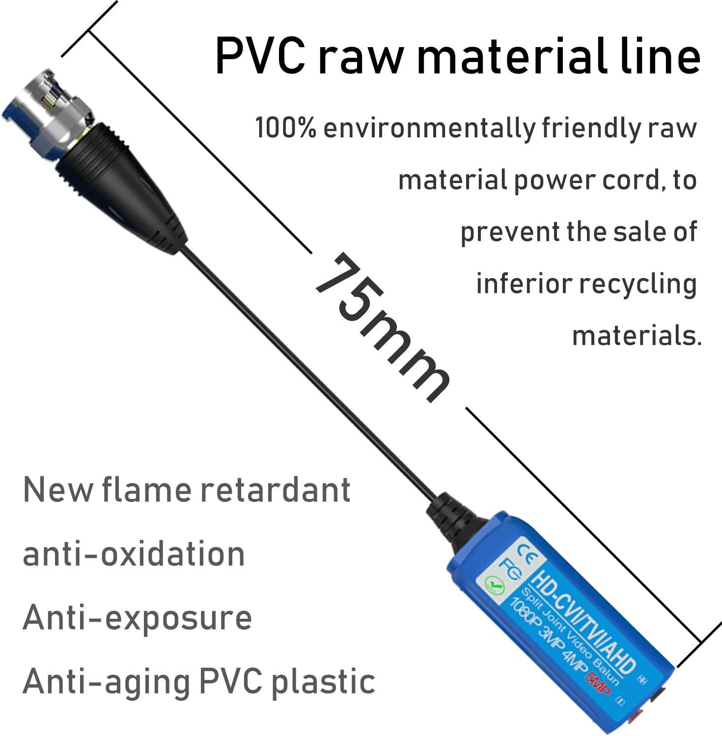 LipiWorld® 5MP Split Joint Mini CCTV BNC HD-CVI/TVI/CVBS/AHD Passive Transceiver Video Balun (Pack-5) 3