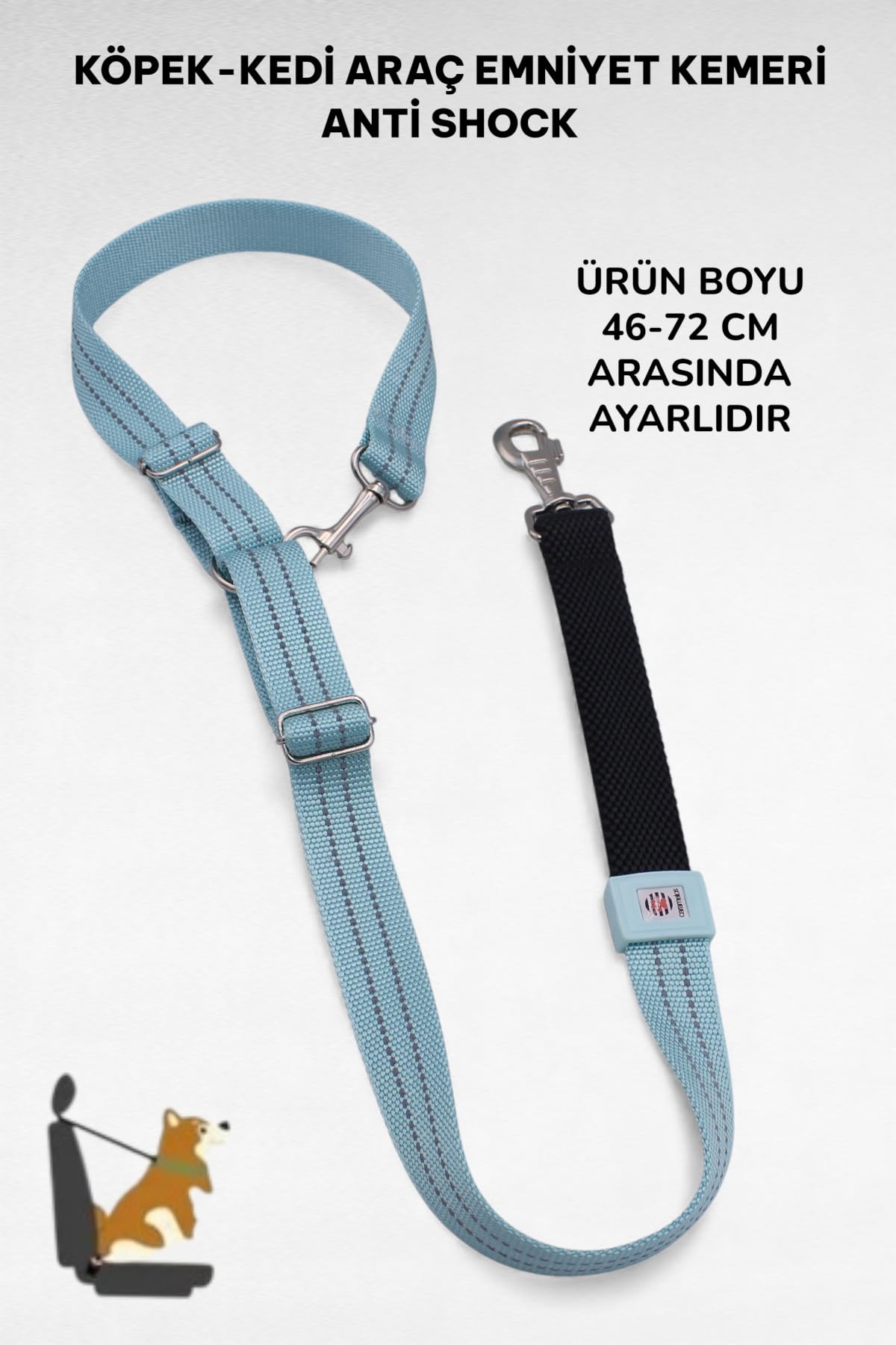 Evcil Hayvan Araç Emniyet Kemeri Köpek Emniyet Kemeri Araba Oto Aksesuar Kedi Köpek Emniyet Kemeri Su Yeşili-Tek Ebat