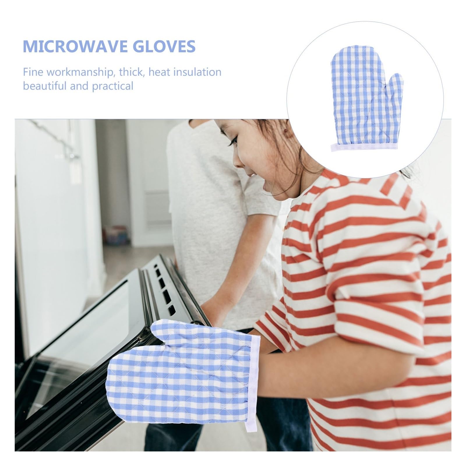 MRKU Guantes para Hornear, Guantes de Cocina Resistentes al Calor, 2 Piezas, poliéster, Alfombrilla térmica Multicolor