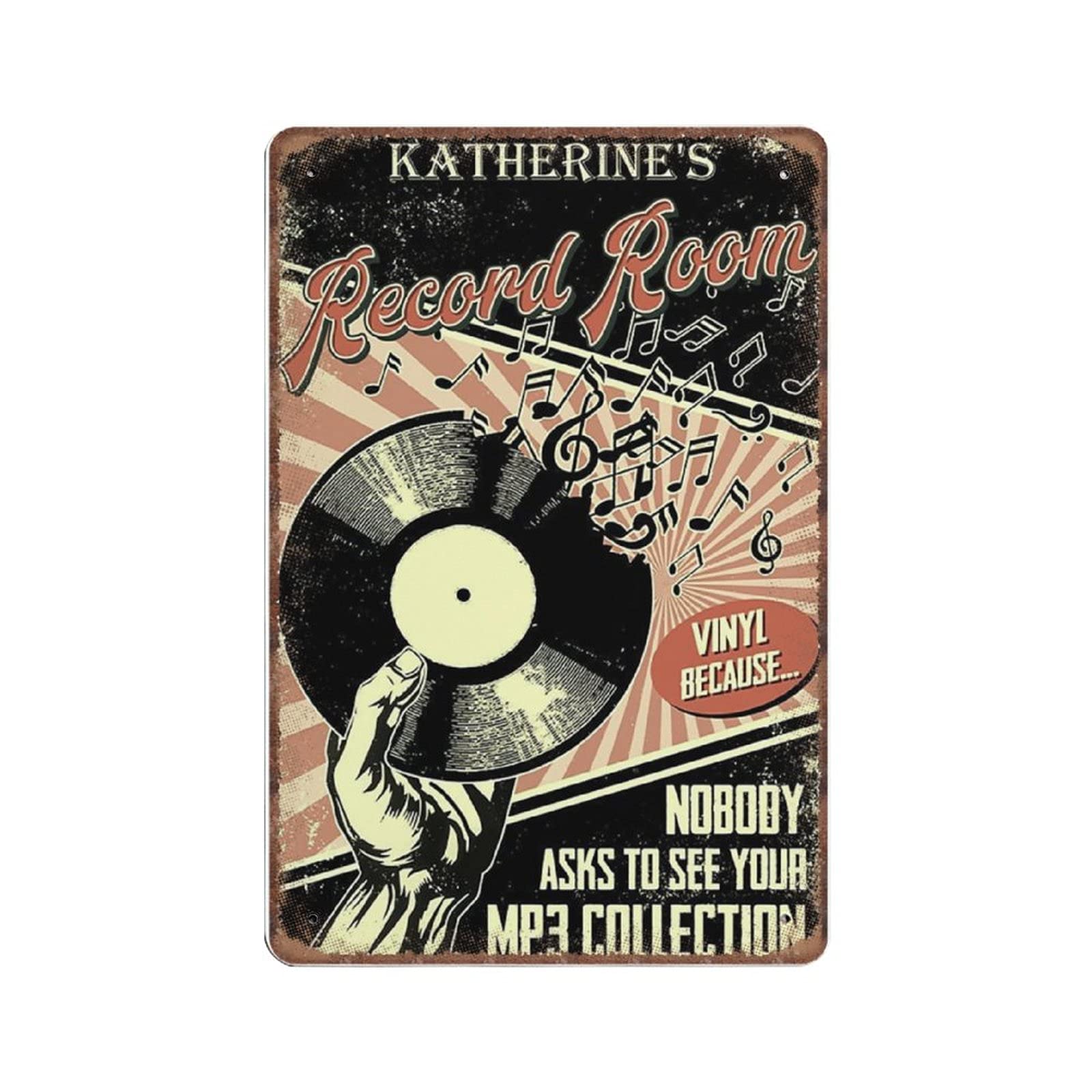 rayprint Vinyl Because Nobody Asks to See Your Mp3 Collection Tin Signs, Vinyl Lover Gift, Music Funny Vintage Metal Sign Pub Bar Kitchen Garden Bathroom Home Decor, 8 X 12 INCH
