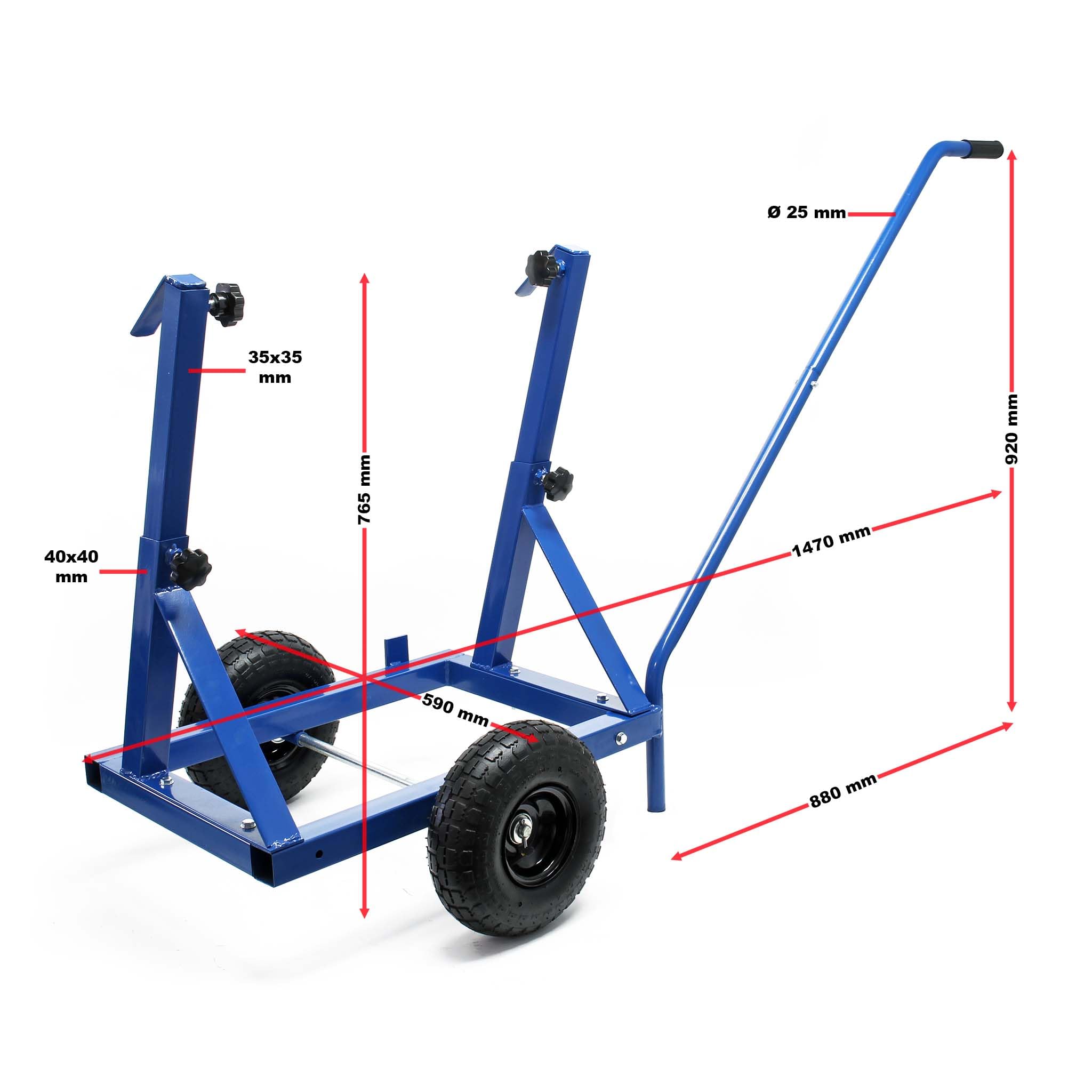 XPOtool Plattenkarren bis 200 kg höhenverstellbar, 2 Luftreifen, Stahl Plattenwagen zum Transport großflächiger Platten u. v. m.