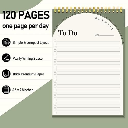 Miniatura 2 de Bloc de notas de lista de tareas, planificador diario de 160 páginas, bloc de notas de doble cara de uso para hacer lista, 6.5 x 9.8 pulgadas,