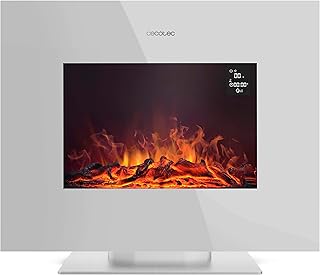 Cecotec Elektrokamin ReadyWarm 2710 Design Flames White. 26 Zoll, 2000 W, 2 Stufen 1000/2000 W, für bis 25 m², Fernbedienung, 2 LED-Flammenstufen, realistischer Feuer-Effekt ohne Rauch