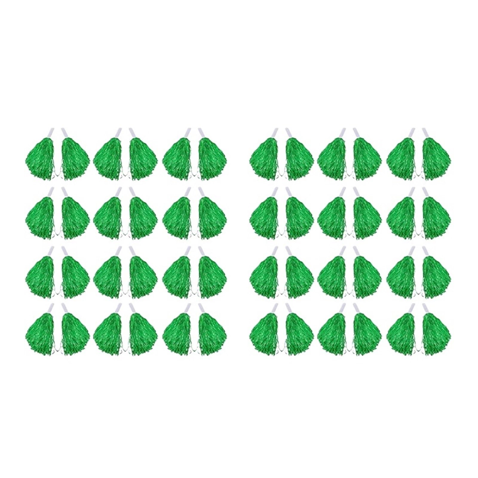 Cheer Leading Poms Lot de 48 pompons pom-pom girl en aluminium métallisé avec poignée plastique, vert