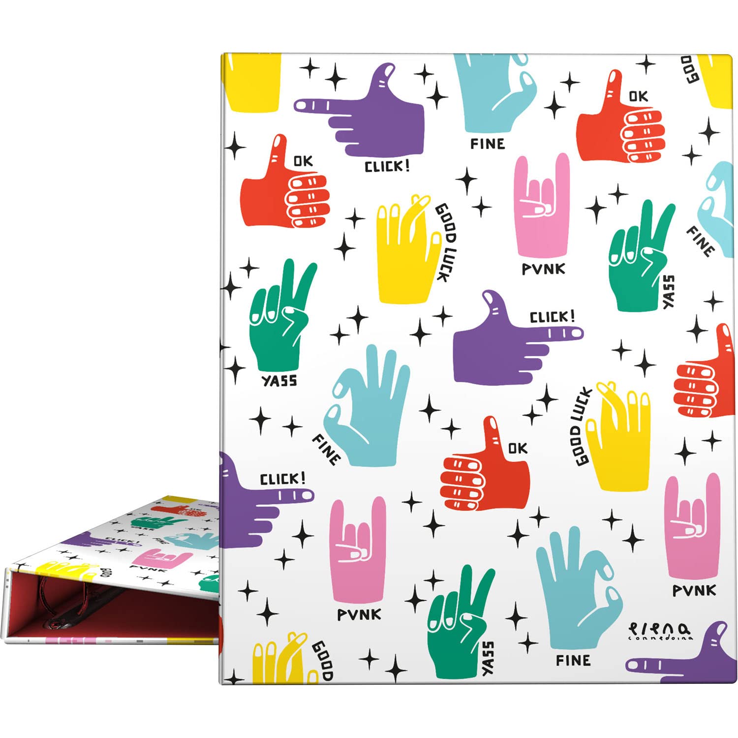 Grafoplás 88142643 Folder with Rings, A4, 4 Mixed Rings 25 mm, Elena Corredoira Collection, Hands, FSC Certificate