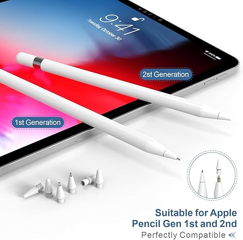 Miniatura 2 de 6 puntas de repuesto mejoradas compatibles con Apple Pencil de 2 y 1 generación, puntas de metal resistentes al desgaste para punta fina, control