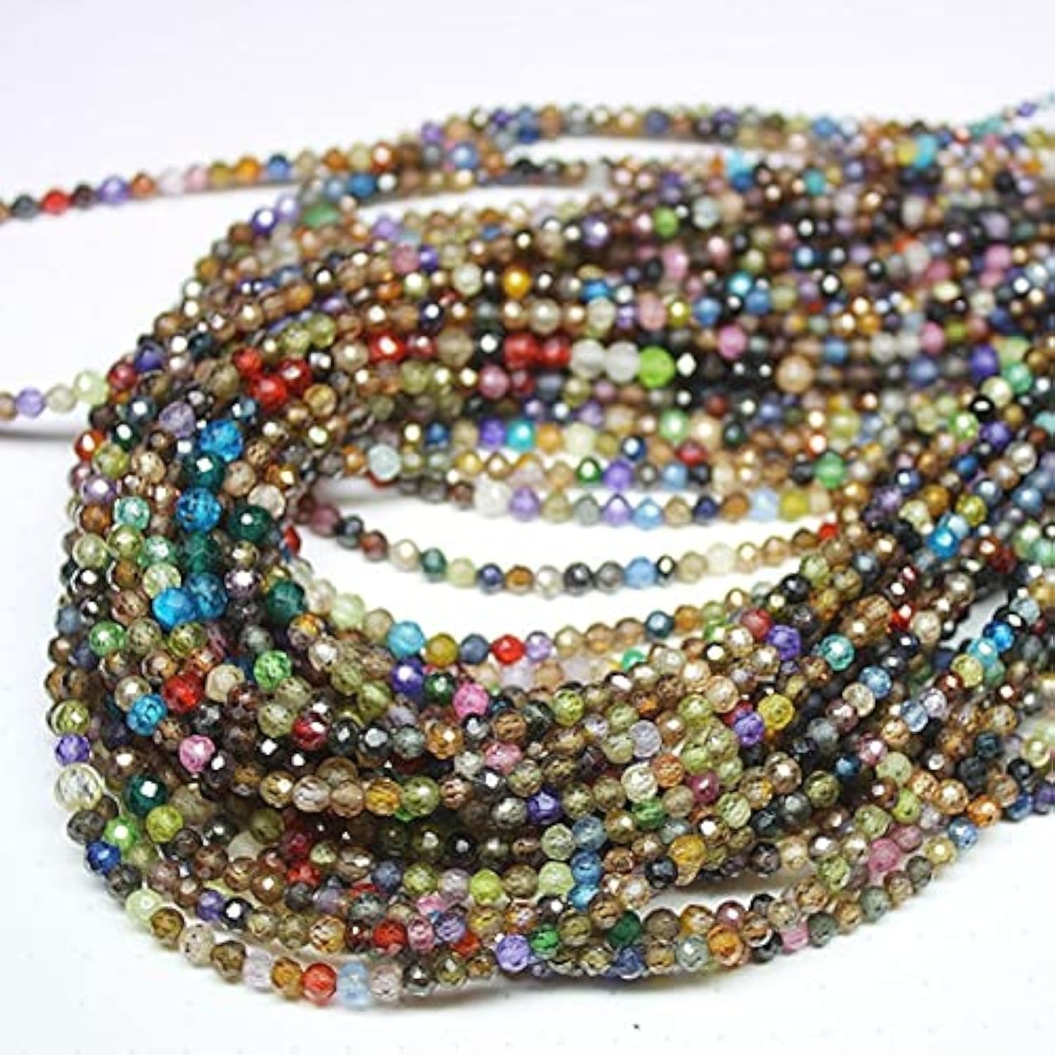 Perles zircon rondelle facetté en fil de 14" pour sublimer vos bijoux de mariage
