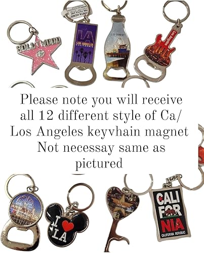 Miniatura 2 de CLGIFT Juego de 12 llaveros de recuerdo de Los Ángeles, llavero I Heart LA, llavero I Heart Los Angeles