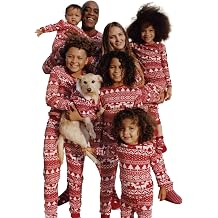 Cysincos Christmas Pajama Family Matching Sets Xmas Holidays Pjs for Family Cute Funny Elk Jammies Sleepwear for Women Men Dog