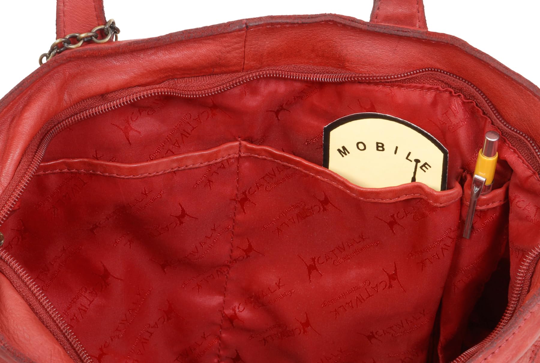 Catwalk Collection Handbags - Damska Skórzana Torba na Ramię - Średnia Torebka Typu Tote - Shopper z Wieloma Kieszeniami - Matilda