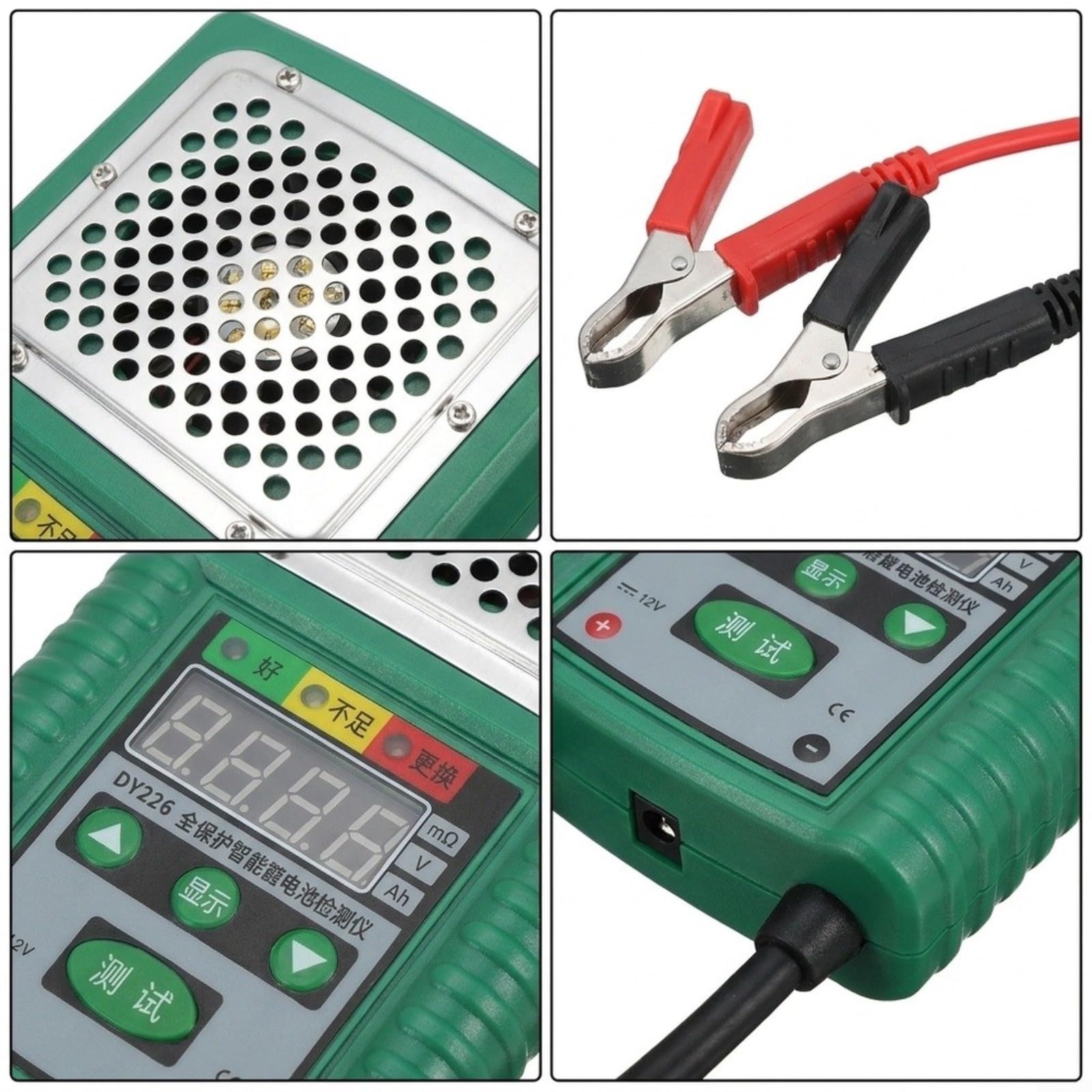 Testeur de batterie numérique DY226 pour systèmes 6 V/12 V, boîtier robuste