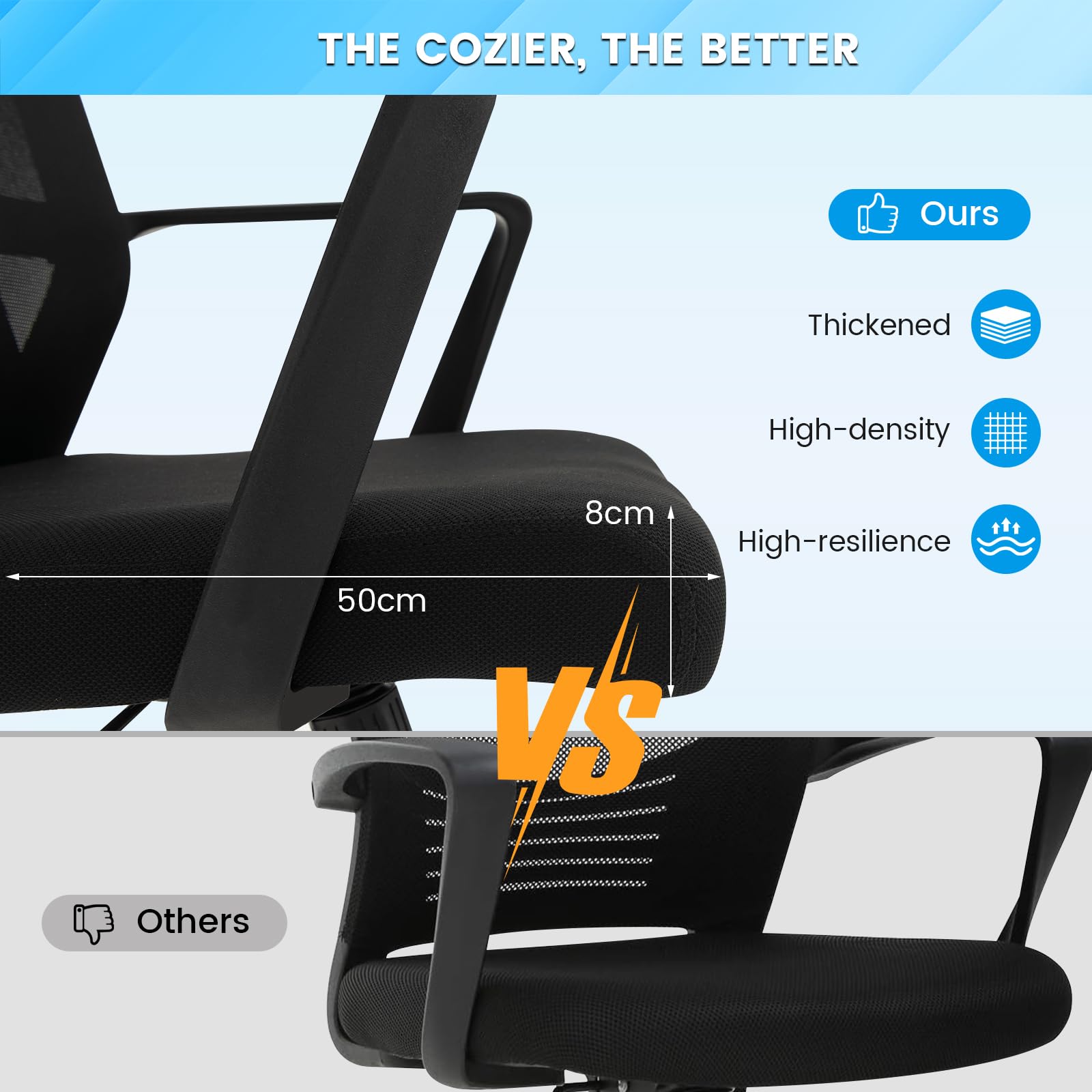 GYMAX Sedia da Ufficio Ergonomica Girevole a 360°, Sedie in Rete con Seduta Regolabile in Altezza (43-53cm) & Schienale Inclinabile (90-110°), Sedia da Scrivania per Studio, Lavoro & Relax