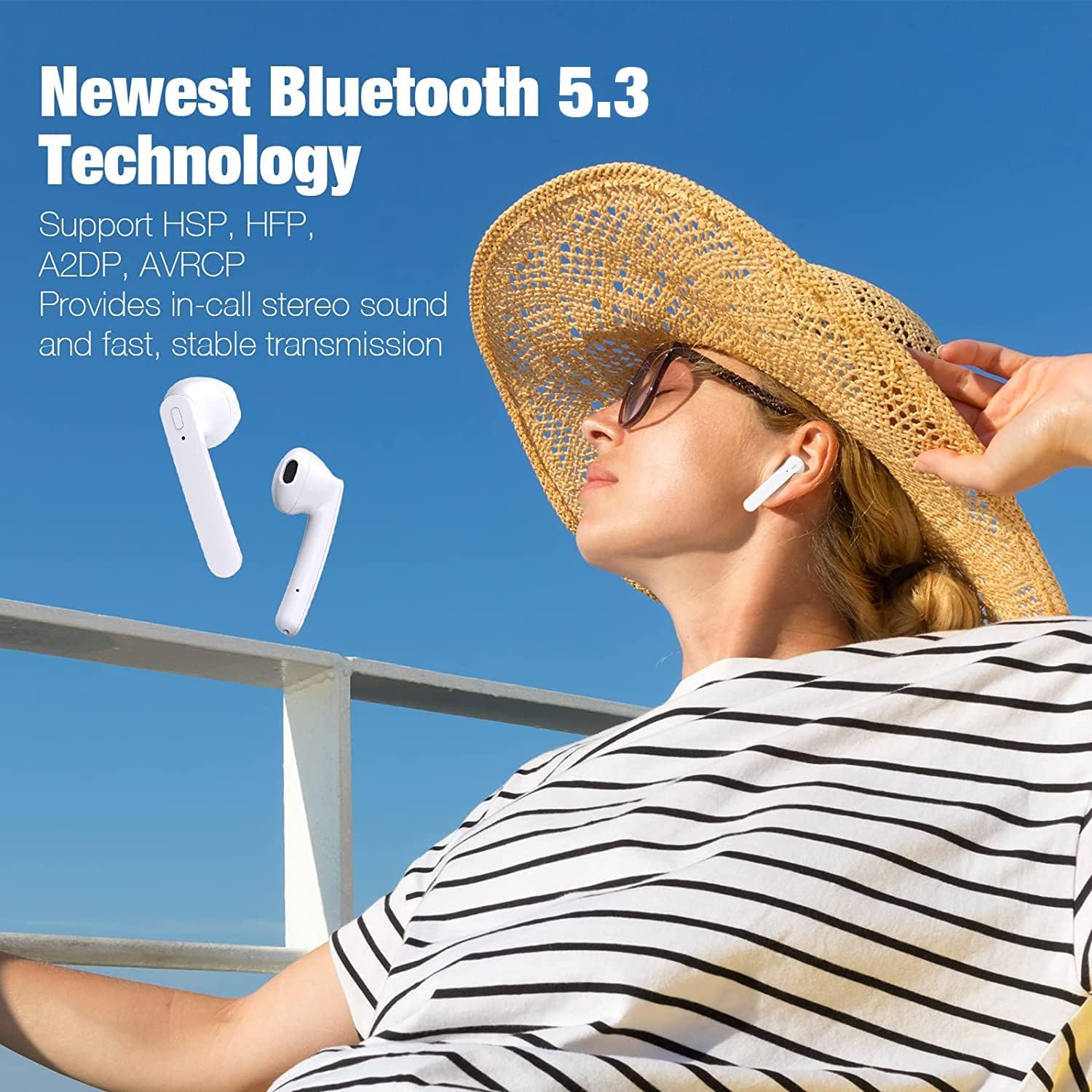 wireless earbuds bluetooth 5 3 earbuds with 43h playtime ipx6 waterproof stereo sound true wireless earbuds with microphone bluetooth headphones fo