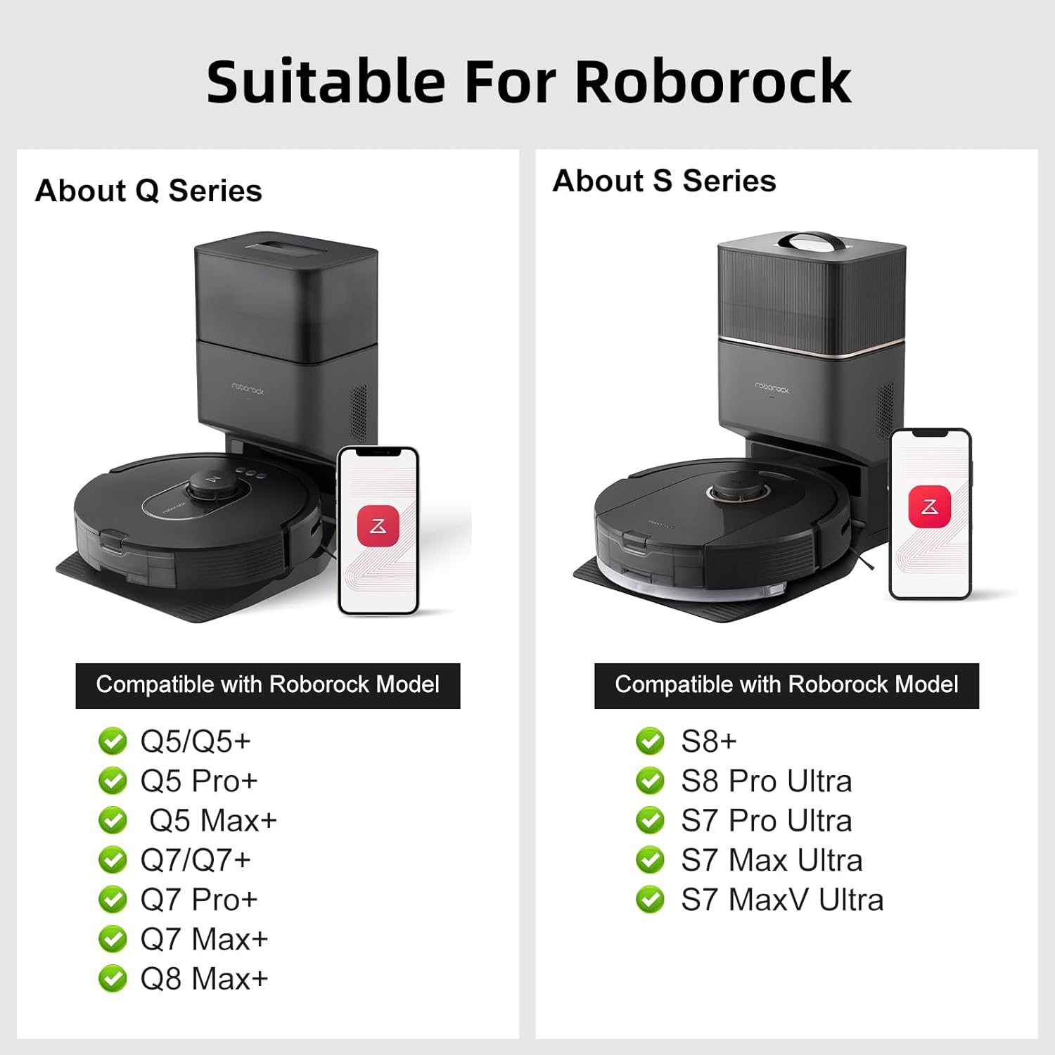 8 Pack Vacuum Dust Bags Replacement Compatible with Roborock S8+, S8 Pro Ultra, Q7 Max+/Max, Q5 Max+, Q8 Max+, S7 Pro Ultra, Q5, Q5+, Q5 Pro+, Q7, Q7+, S7 Max Ultra Vacuum Accessories - Image 2