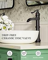 Vista 6 de Homevacious Grifo de baño negro para lavabo, cascada mate, cuenco antiguo de un solo orificio con tapón de drenaje emergente, línea de suministro