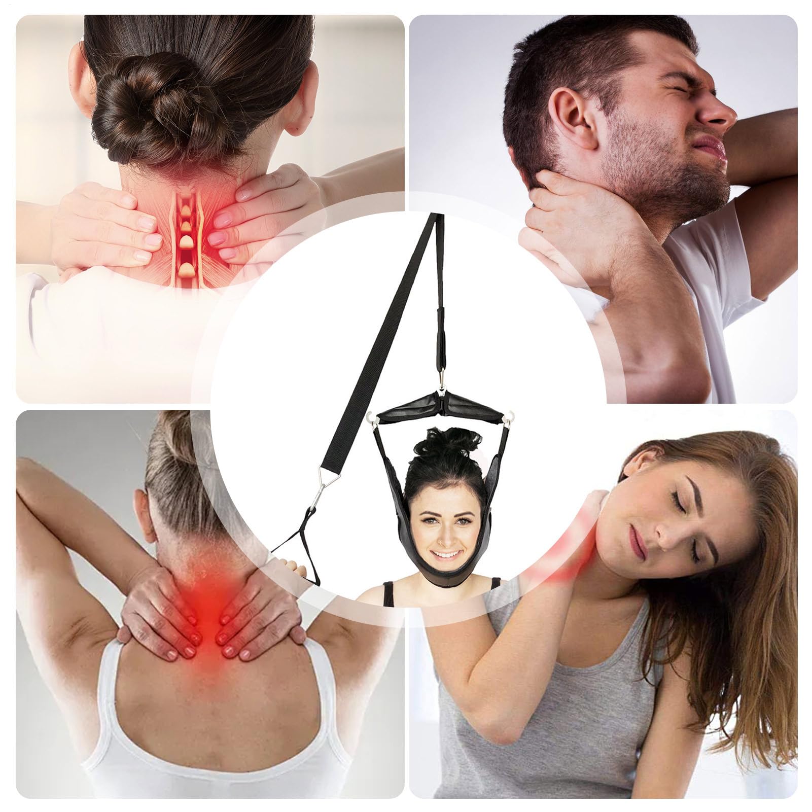 Sangle d'étirement cervicale - Ceinture de soutien cervical, dispositif de traction cervicale | Kit d'étirement cervical à suspendre, dispositif de traction cervicale, traction de la tête pour soulage